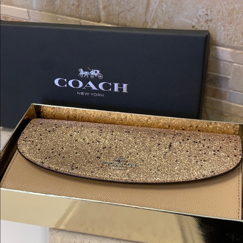 Glittery Gold Coach Wallet